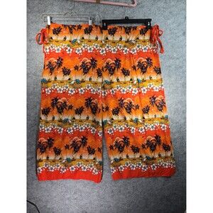 Beach Pants Swimsuit CoverUp Tie On Pants Lightweight Flowy Open Sides Orange 3X